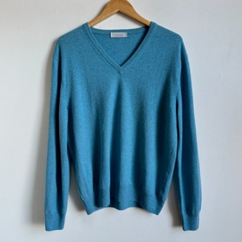 ERMENEGILDO ZEGNA Cashmere V-neck Blue Men's Sweater